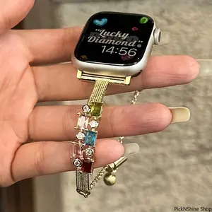 Women's Square Candy Rhinestone Silver Basic Watch Band Accessory - Stylish Wearable Strap, Compatible With Series 4-9 Smart Watches, Daily Wear Fashion Accessory