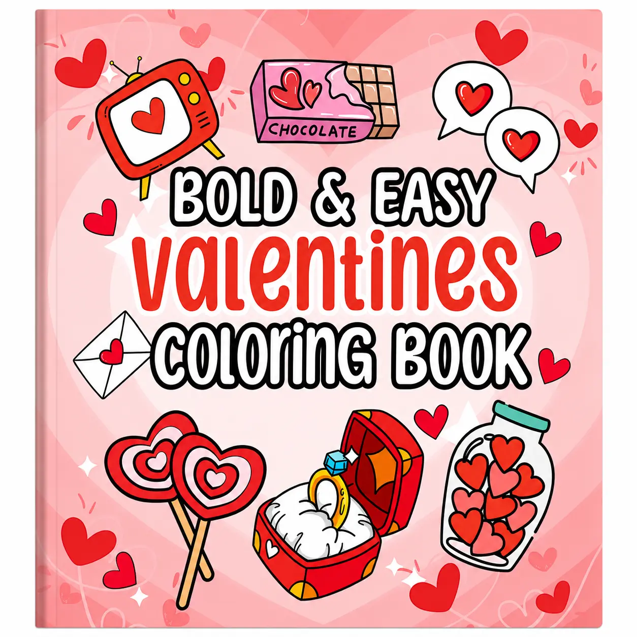 Valentines Bold & Easy Coloring Book: 50 Valentine-themed Large Print Illustrations To Celebrate Love and Creativity Comicbook Japanese Comic Style