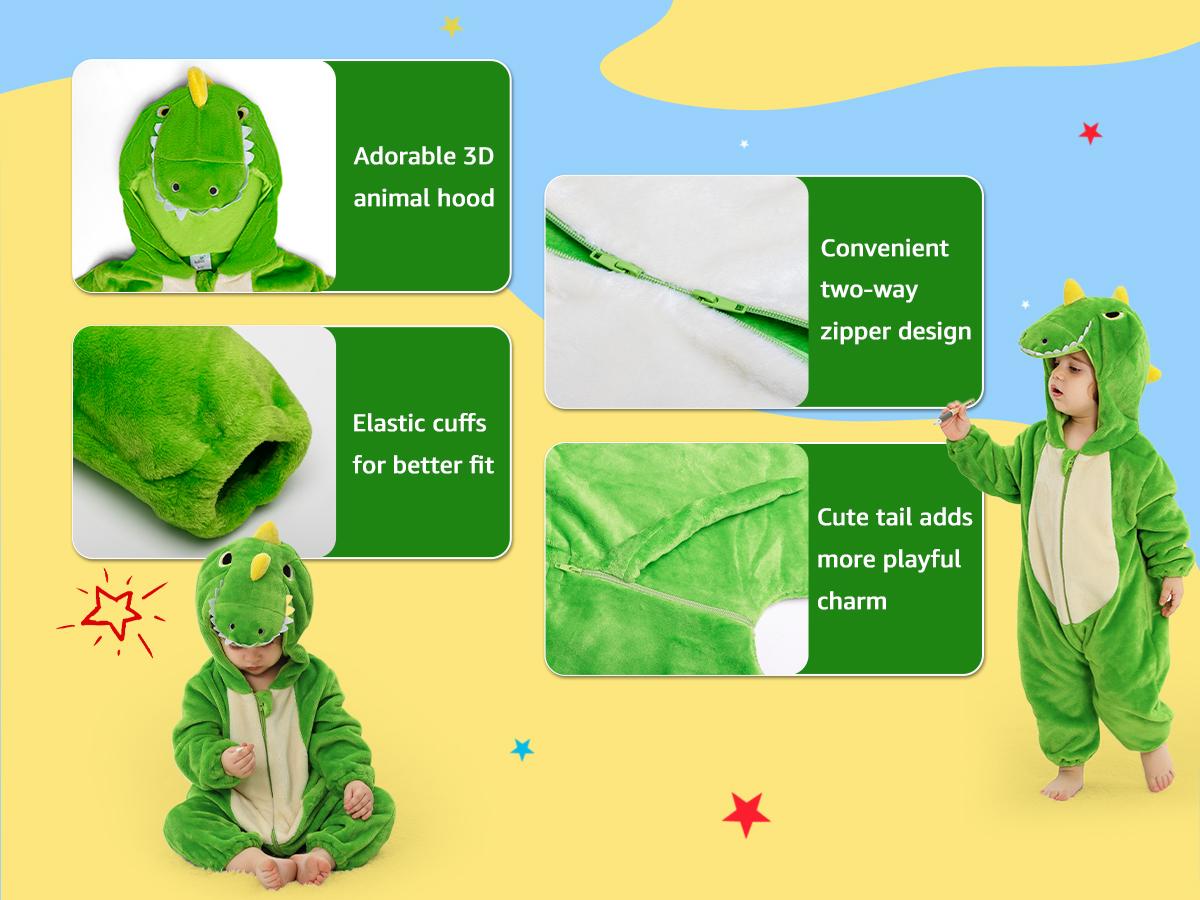 Kiditos Baby Animal Costume Unisex Toddler Onesie Warm Outfit Hooded Cute Romper Jumpsuit for Boys and Girls