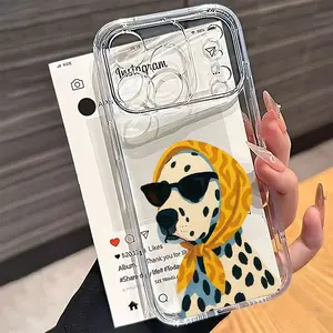 Phone Case: Fashionable cartoon Dalmatian wearing trendy glasses and a scarf, transparent UV printed phone case, perfectly compatible with iPhone 17/16/15/14/13/12/11/X/XS/XSMAX, a holiday gift for friends, family, and yourself., Cover, Accessories, Smart