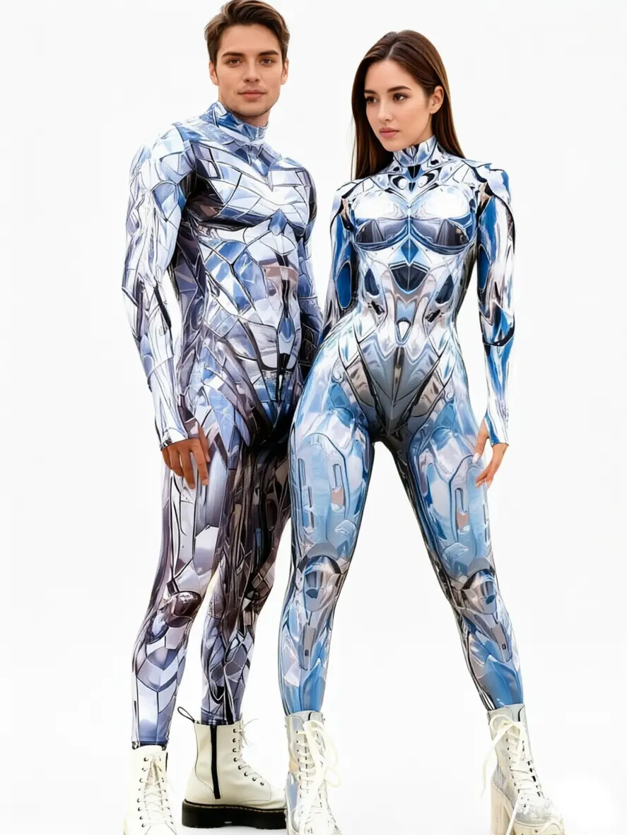 Rave Clothing Festival Bodysuit Women Burning Man Costume with Long Sleeves, Comfortable Fabric, and Zipper for Rave Outfits cosplay  costume