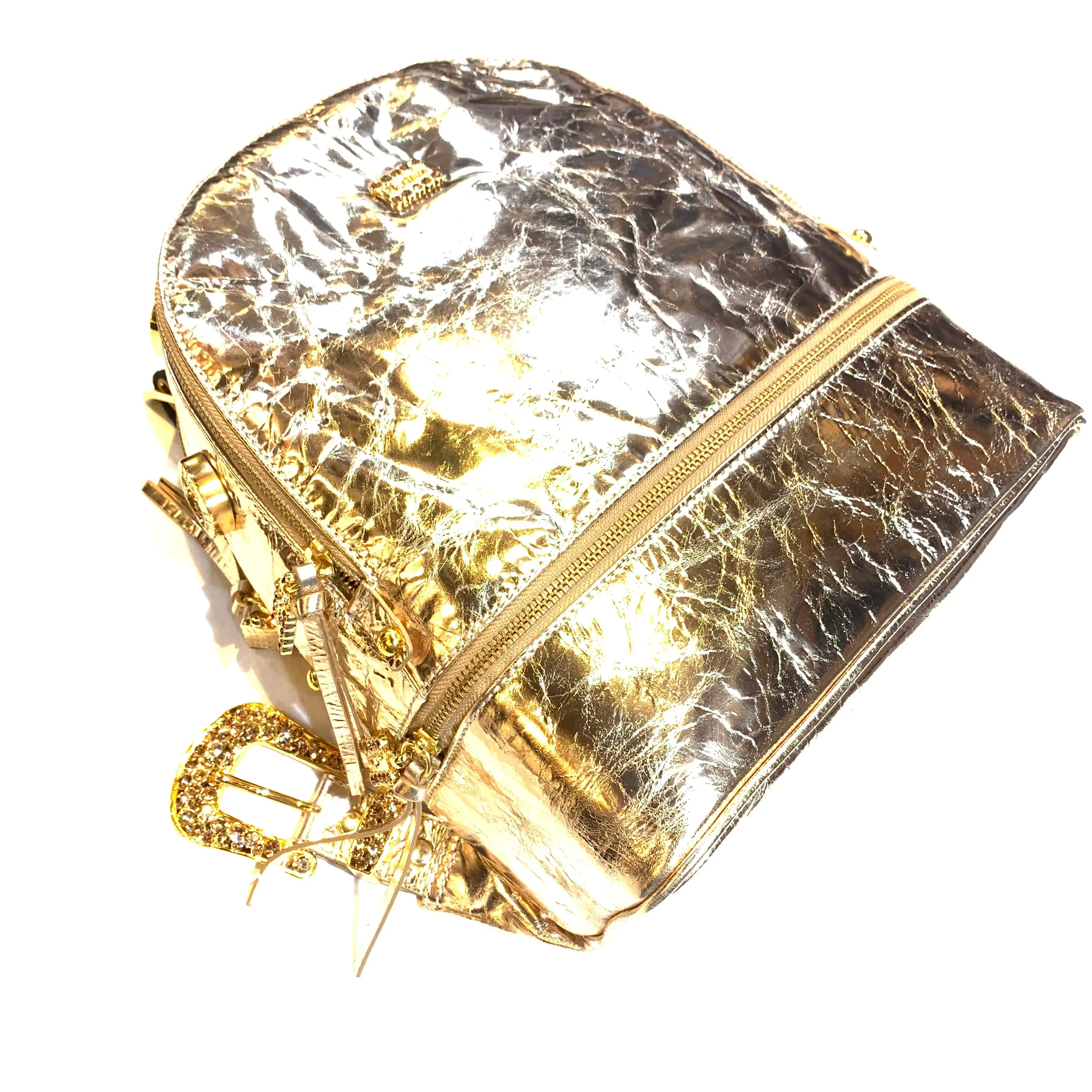 b.b. Simon Medium Metallic Backpack - Gold