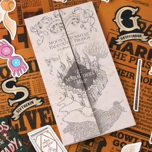 Harry Potter Map of the Marauder's School of Magic Hogwarts, 1 Count Magical Cosplay Props, Party Event Props, Movies Anime Peripheral Gilded Tickets Treasure Hunt Map
