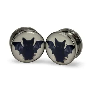 Vampire Bat Cat Picture Plugs gauges pair body jewelry