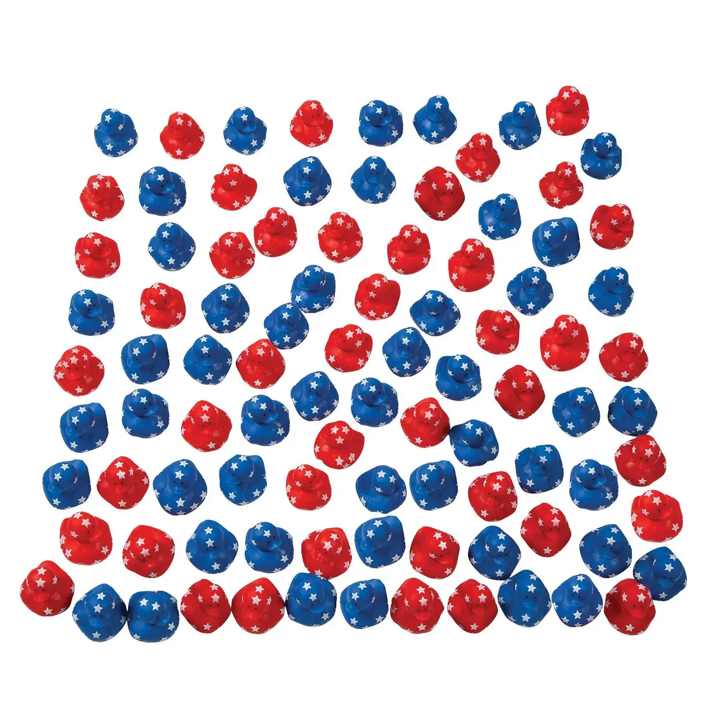 1 1/2" Bulk 120 Pc. Mini Patriotic Red, White & Blue Vinyl Rubber Duck Assortment
