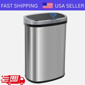 13 Gallon Kitchen Trash Can Automatic Touch Free Garbage Can with Lid Stainless