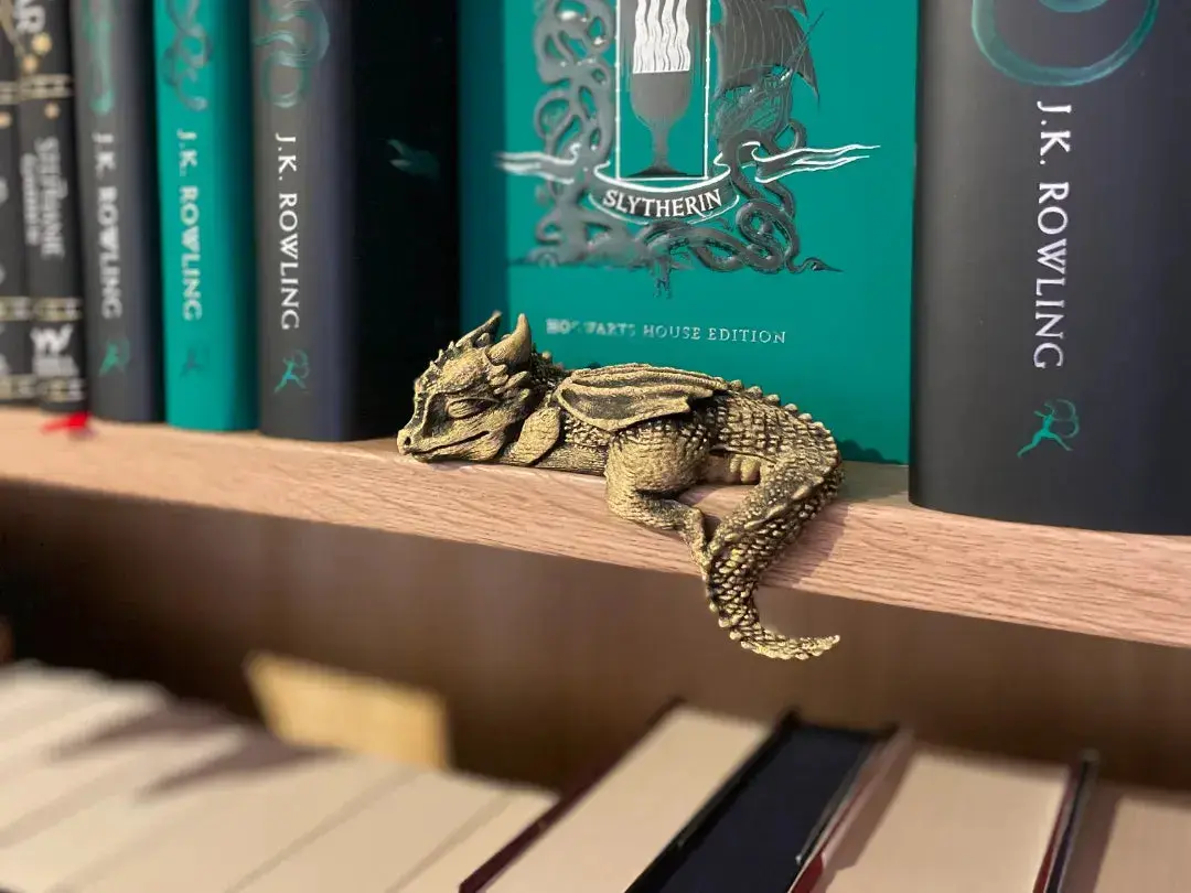 3D Printed Sleeping Baby Dragon – Book Nook & Shelf Accent