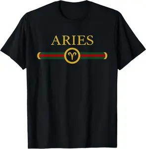 100%cotton Aries zodiac March april birthday Graphic art Aries sign T-Shirt Top Vintage