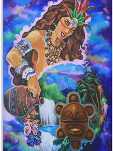 Taino Female Warrior Art Poster Poster Puerto Rican Art Poster Wall Art Poster For Room Aesthetic And Decor Poster For Living Room Bedroom Office Decor