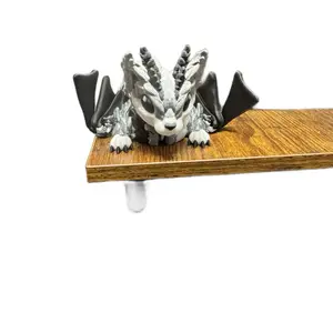 3D Printed Cat Dragon with Wings white/gray/black Unique Design