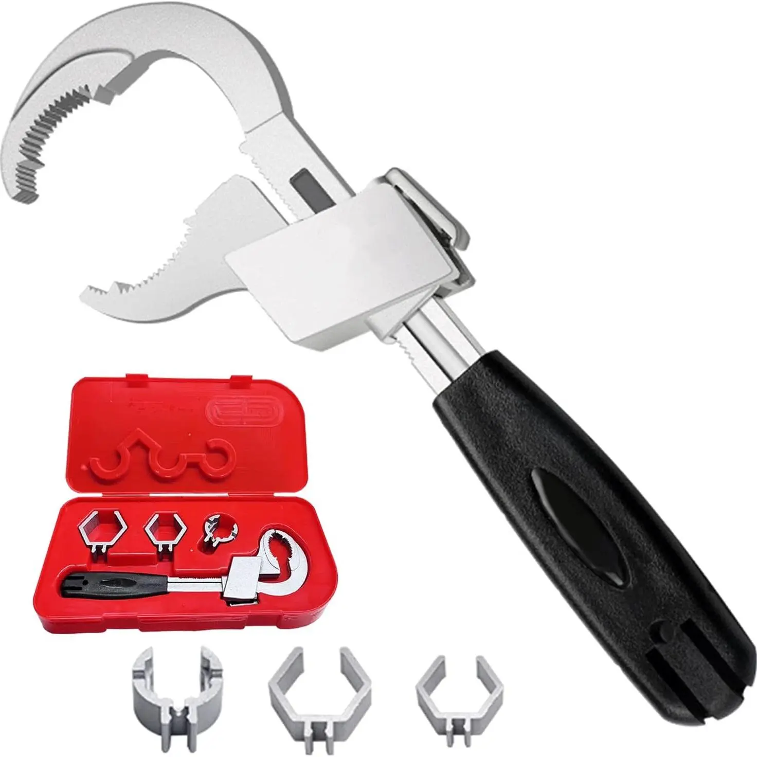 OUDISI Multifunctional Sink Wrench - 80mm Open-Ended Crescent Hand Tool, Double-End Adjustable Spanners & Wrenches with Adjustable Grip for Sanitary Ware Disassembly, Plumbing Repair, Hand Tools