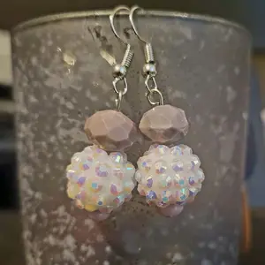 Purple and White Rhinestone Earrings