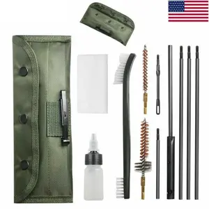 10-Piece .22LR .223 5.56 Rifle Gun Cleaning Kit with Nylon & Brass Brushes, Portable Canvas Pouch, for .20–.25 Caliber Field & Home Use