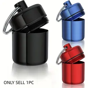 Portable Waterproof Travel Pill Box Holder, Mini Metal Keychain Case with Safety Buckle, Ideal for Medicine Earplugs Jewelry Storage, Supplement Organizer, Vitamin Organizer