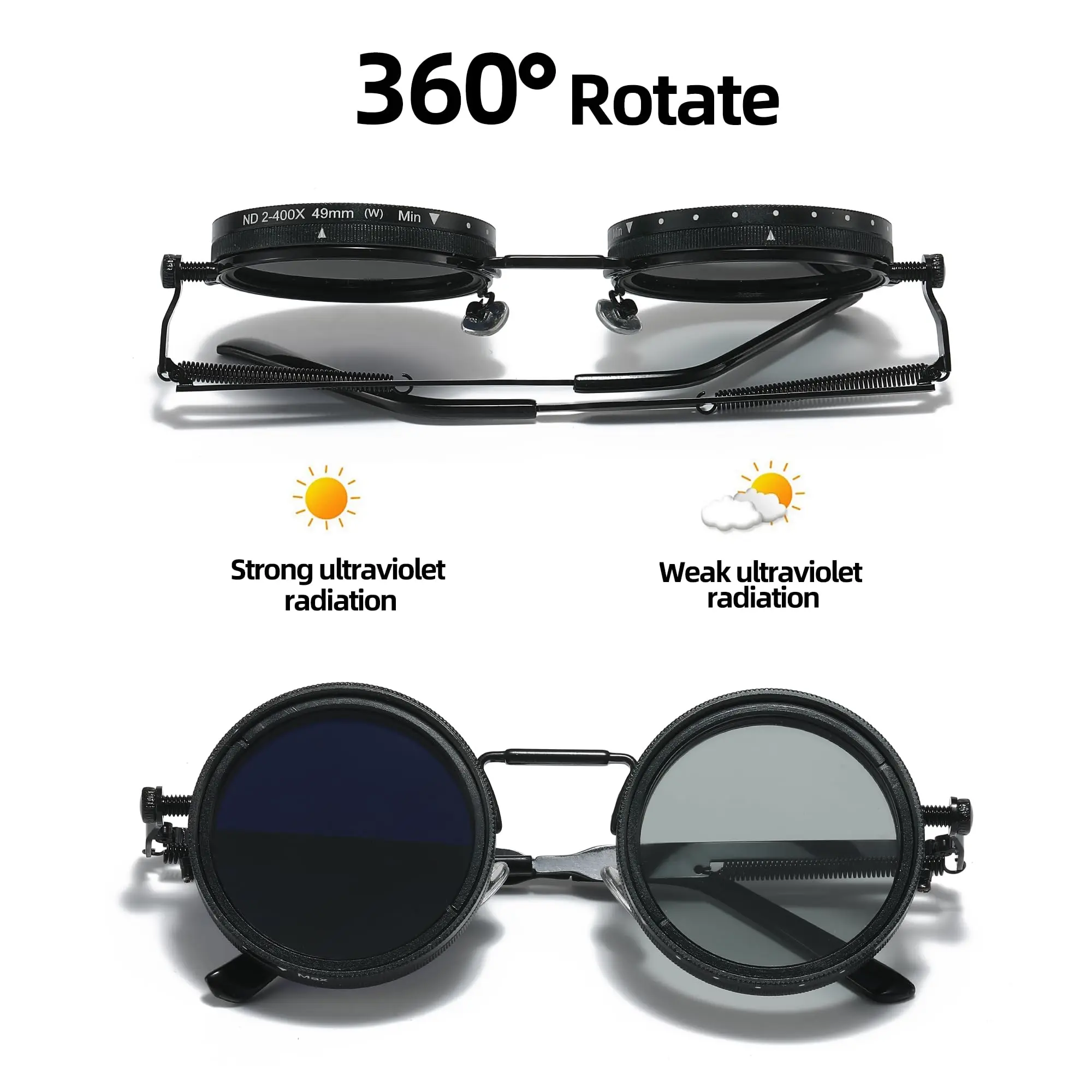 Rounded Polarized Glasses, Adjustable Tint Sunglasses, 1-9  display picture 1