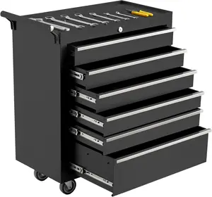 Garvee Rolling Tool Chest, 6 Drawers Tool Storage Cabinet, Toolbox with Wheels, Portable Tool Cabinet Organizer with Locking System & Drawer Liners, Tool Storage Cart for Garage, Workshop