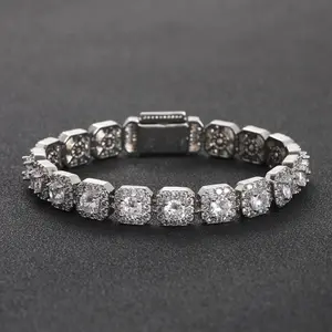 Moissanite Tennis Bracelet 925 Sterling Silver, Iced Out Diamond Bracelet for Women Men, Luxury Wedding Jewelry Gift