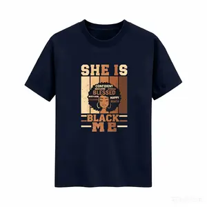 Unisex Soft Graphics Short-Sleeve Sports Top - She Is Me Empowering Black History Juneteenth Tee, African Woman Portrait, Positive Affirmations (Educated, Strong, Beautiful), Regular Fit Fabric Crew Neck for Adults