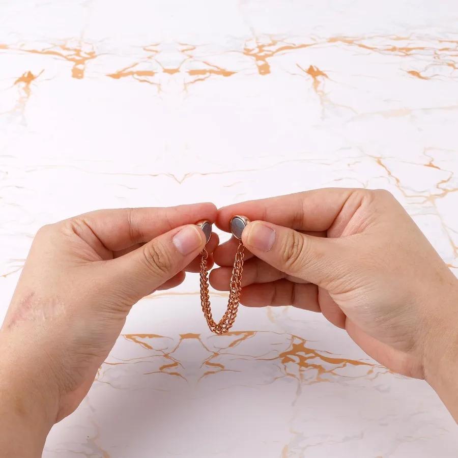 8 Pack Multi-Function Magnetic Clothing Clips with Chain, Metal Button Fixing Pins for Scarf Trouser Skirt Leg Cuff Shirt