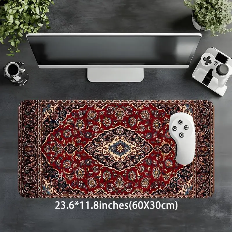Vintage Persian Carpet Pattern Mouse Pad, Rectangle Gaming Mouse Pad, Non-slip Rubber Pad, Decorative Mouse Mat for Home Office, Desk Accessories
