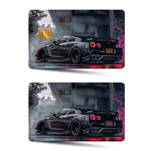 Carbon Fiber Pattern Car Sticker, Car Decals, 2 Counts/set Ultra-thin Shiny Matte Finish Waterproof Scratch Resistant Durable Card Sticker, Compatible with Small Chip Cards