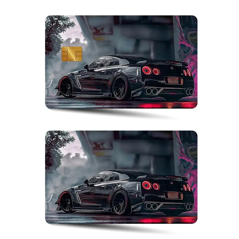 Carbon Fiber Pattern Car Sticker, Car Decals, 2 Counts/set Ultra-thin Shiny Matte Finish Waterproof Scratch Resistant Durable Card Sticker, Compatible with Small Chip Cards
