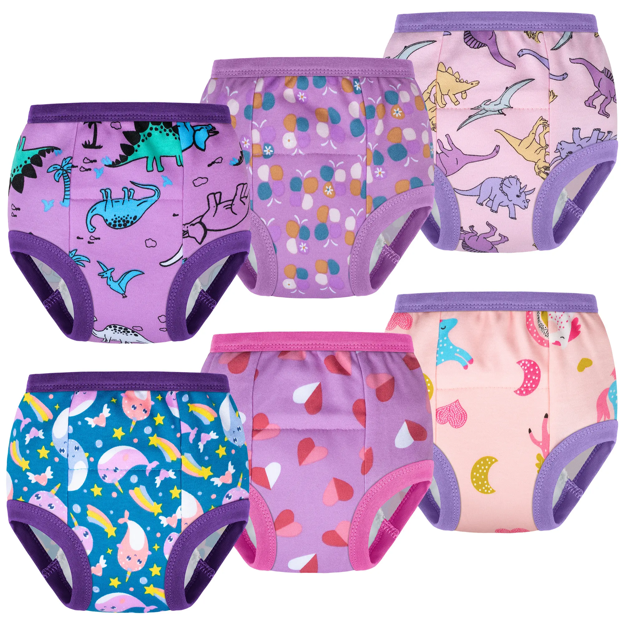 Big Elephant 6 Pack Toddler Girls Cotton Potty Training Pants | Limited Absorption, Only For Daytime Use, Help Toddlers Master Toilet Training