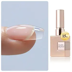 0.5Oz Nail Strengthener Rubber Gel Nail Polish 15ml Clear Builder in a Bottle Nail Thickening Extension Hard Structure Gel Glue (Clear 8 in 1-1)