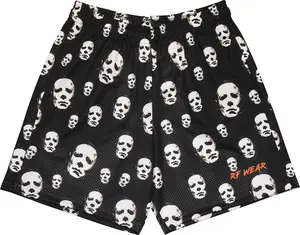 Michael Myers Halloween Mask Print Mesh Shorts Unisex Oversized Loose Fit Streetwear Gym Casual All Season Men Women Horror Movie Y2K Aesthetic Sport Workout
