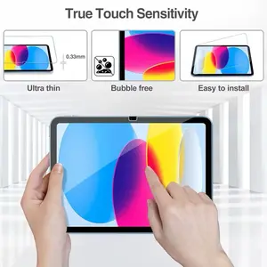 HD Tempered Glass for iPad 10.9” & 11” A16 Air 4/5 Pro 11 iPad Pro 13 Ultra Thin Bubble-Free Full Coverage True Touch Sensitivity 9H Hardness Protection