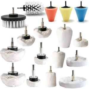 17Pcs Polishing Pad Kit for Drill – Buffing Wheel for Metal, Aluminum, Stainless Steel, Wood, Plastic, Ceramic, Glass, Fabric – Wool & Cotton Pads, Car Detailing & Crafts