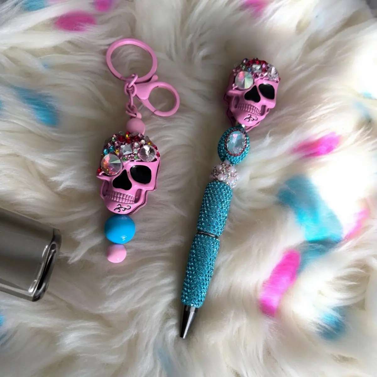 Rhinestone Bling Fancy Pen & Keychain Set