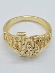 1pc 14k La Letter Ring, Unisex Personality Band, Perfect for Daily Wear, Parties, Holiday Gifts, Stylish Jewelry, Alphabet Design Ring