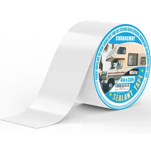 white 4" x 33' Automotive Butyl Sealant Tape UV Resistant Waterproof for RV Roofs Campervans Trailers Boat Seal Leak Repairs Windows Headlights (4INCH X33FT)