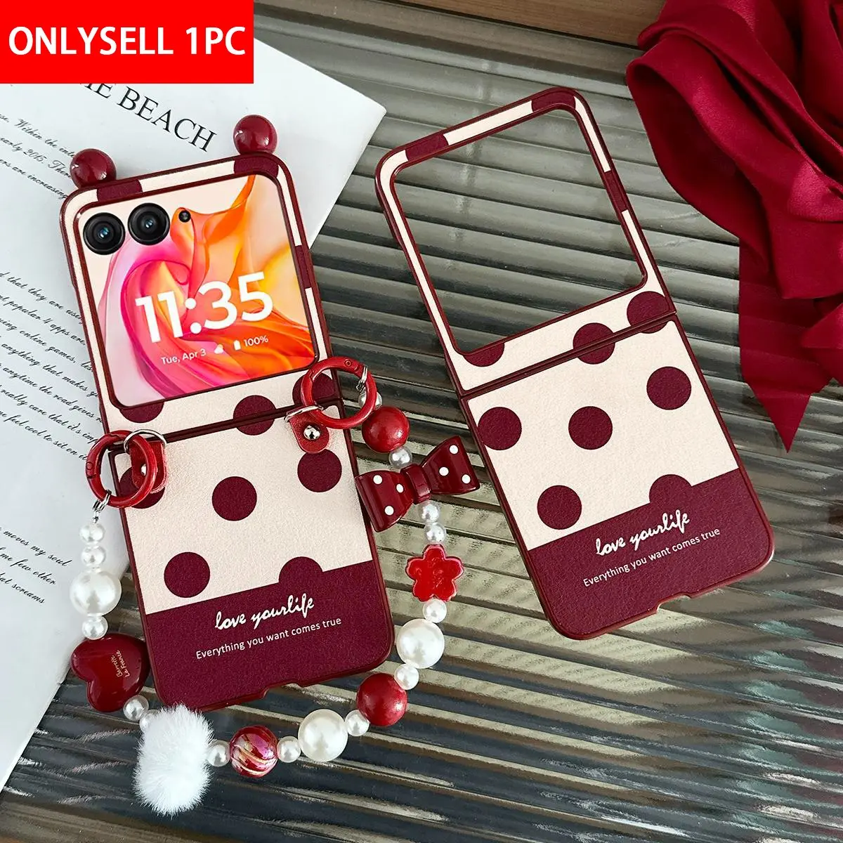 A PU leather polka dot smartphone case, Casing, Protective Cover with a hard PC back panel, is suitable for Motorola Razr 2026, Razr 2025, Razr 70, Razr 60, Razr 50 Ultra