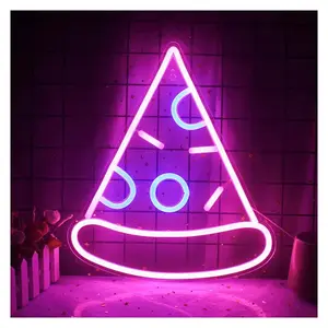 Neon Sign Pizza Hamburger Design Wall Hanging Neon Light Lamps USB Switch Party Restaurant Shop Kawaii Room Decor 32x37cm