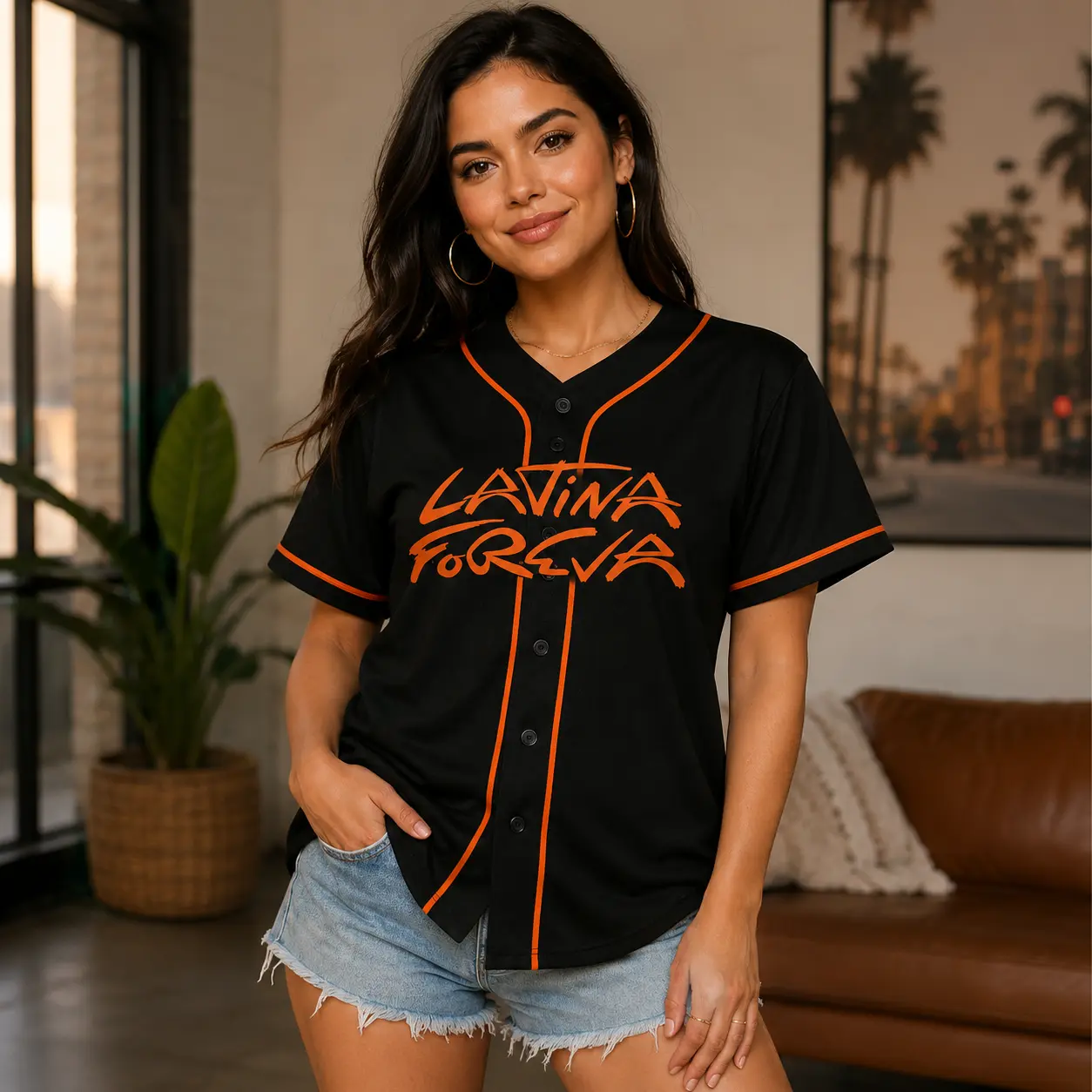Absolutely Latina Forever Pride Baseball Jersey, Tropical Button-Up Shirt, Latin Music Fan Outfit, Unisex Summer Top