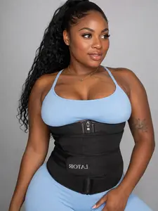 LATOIR Long Torso Sauna Workout Double Belts Neoprene Sports Waist Belt Corset Waist Cincher Zipper Trimmer Womenswear | Compression Activewear for Curvy Body, Sports & Fitness, Breathable Latex, Everyday Wear