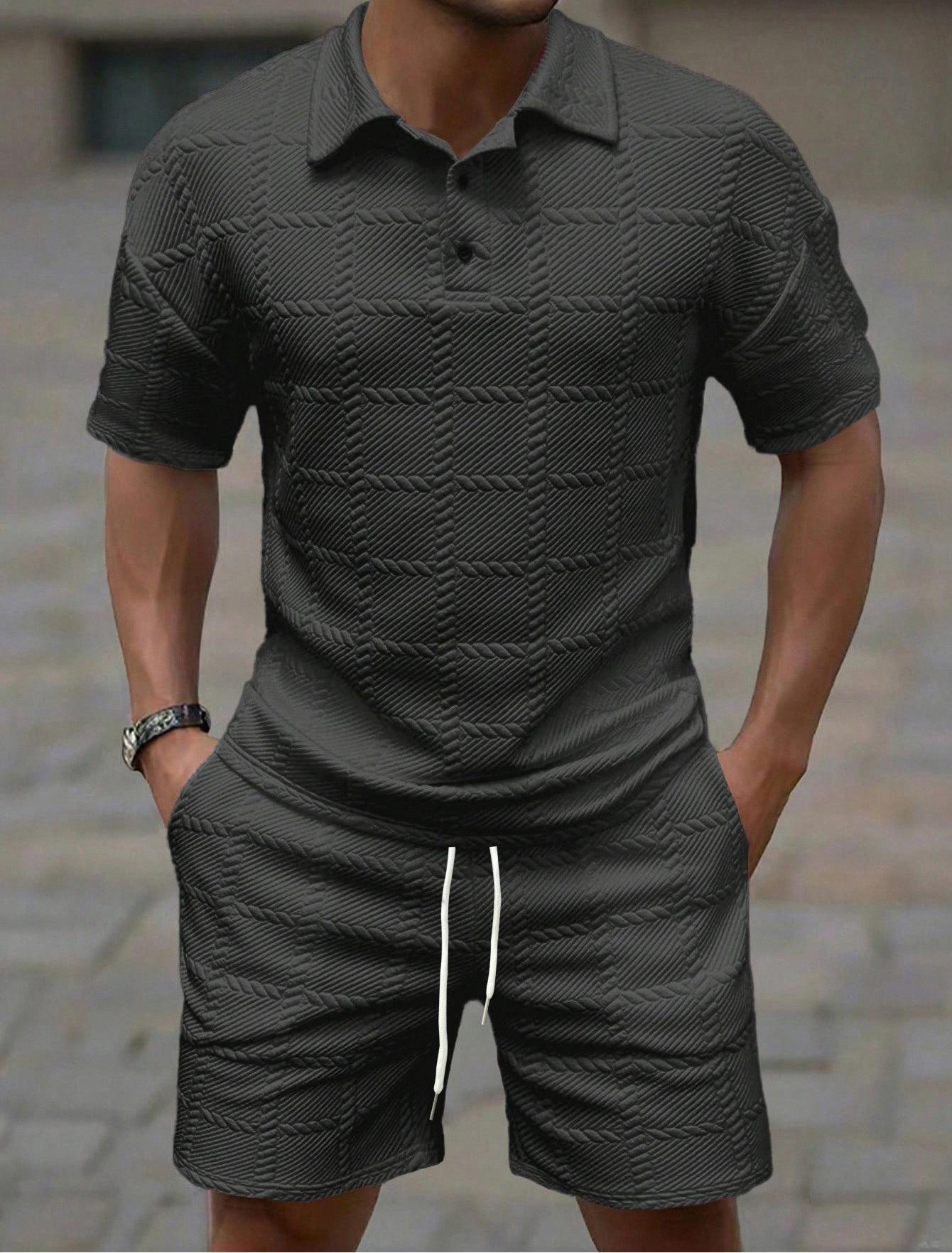 KZZ Men's Summer Solid-Colour Fashion Casual Short-Sleeved Suit Clothes Clothes Menswear Formal Shortsleeve Chainsaw Top Top Gamis Gamis Tropical