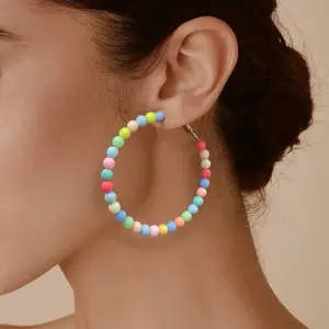 Set of 5 Beaded Hoop Earrings