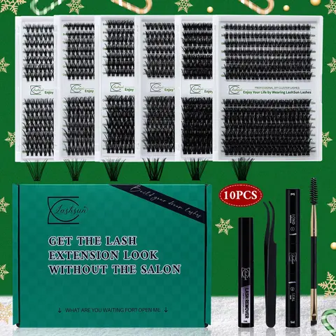 Individual False Eyelashes Kit, 10pcs/set Mixed Length Natural Look Eyelash Extensions, DIY Eyelash Extensions, Self Grafting Curl Eyelashes, Eye Makeup Enhancement False Eyelashes, Cosmetic Lashes