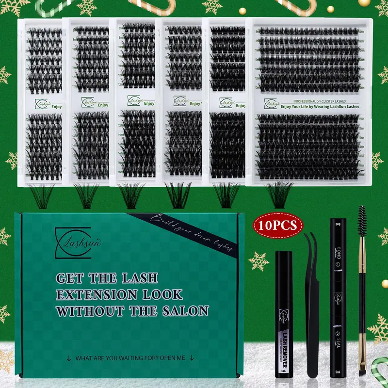 Individual False Eyelashes Kit, 10pcs/set Mixed Length Natural Look Eyelash Extensions, DIY Eyelash Extensions, Self Grafting Curl Eyelashes, Eye Makeup Enhancement False Eyelashes, Cosmetic Lashes