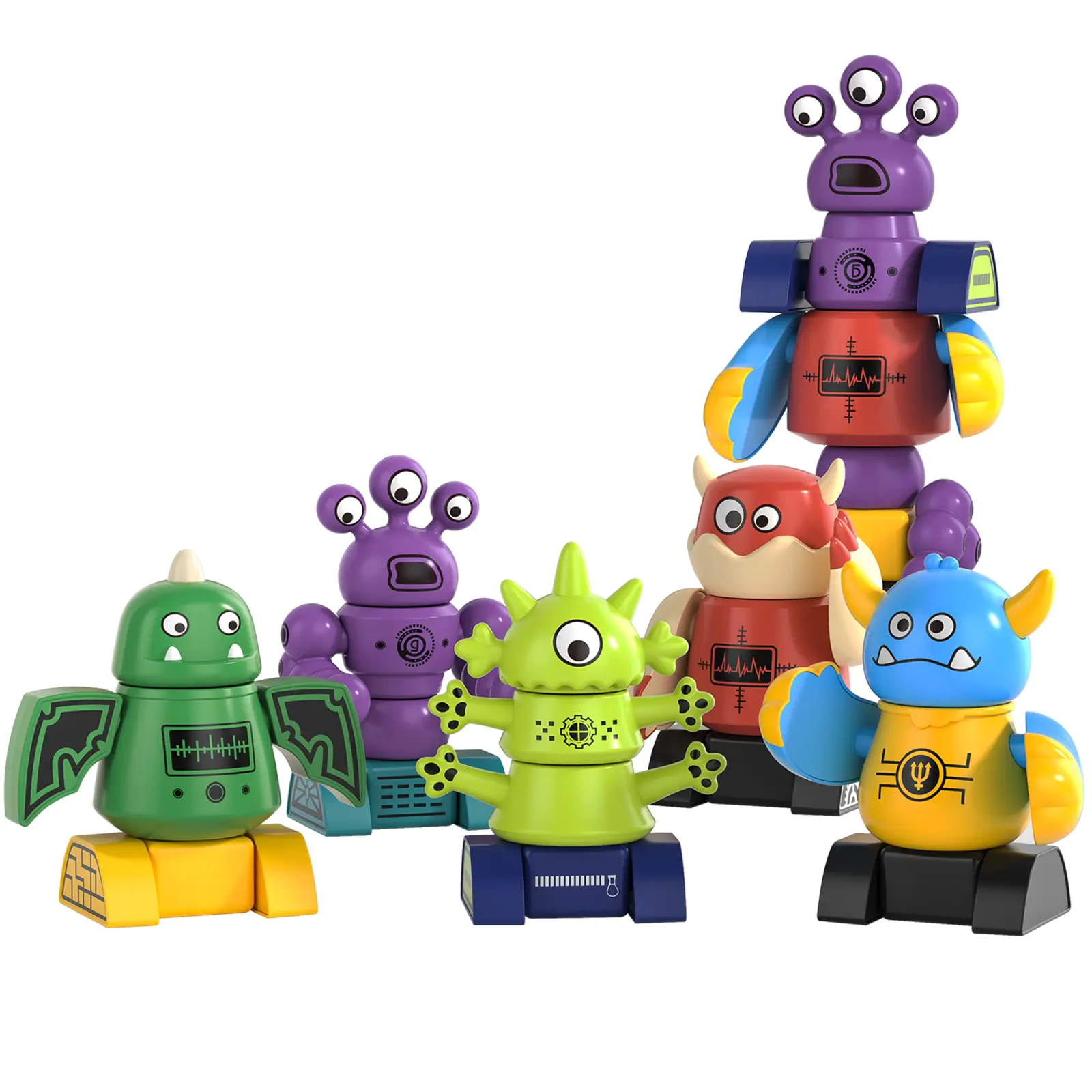 Kids Halloween Magnetic Monster DIY Building Blocks,Multiple Detachable Alien Monster Shapes for Creative Assembly, Burr‑Free Non‑Toxic Safe Plastic Construction Toy,Educational Role‑Play Game,Ideal Surprise Gift for Birthday Christmas&Holiday Occasions