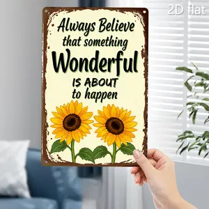 Sunflower Hope Metal Wall Art - 8x12 Inch Inspirational Iron Sign with Vibrant Sunflowers and Motivational Quote, Indoor/Outdoor Decorative Plaque for Home or Garden, Durable 2D Flat Design, Perfect for Room or Patio Decoration, Garden Wall Art |   Rustic
