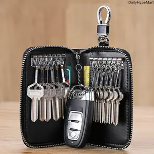 2026 Genuine Leather Key Case, Large Capacity Zipper Car Key Bag for Men