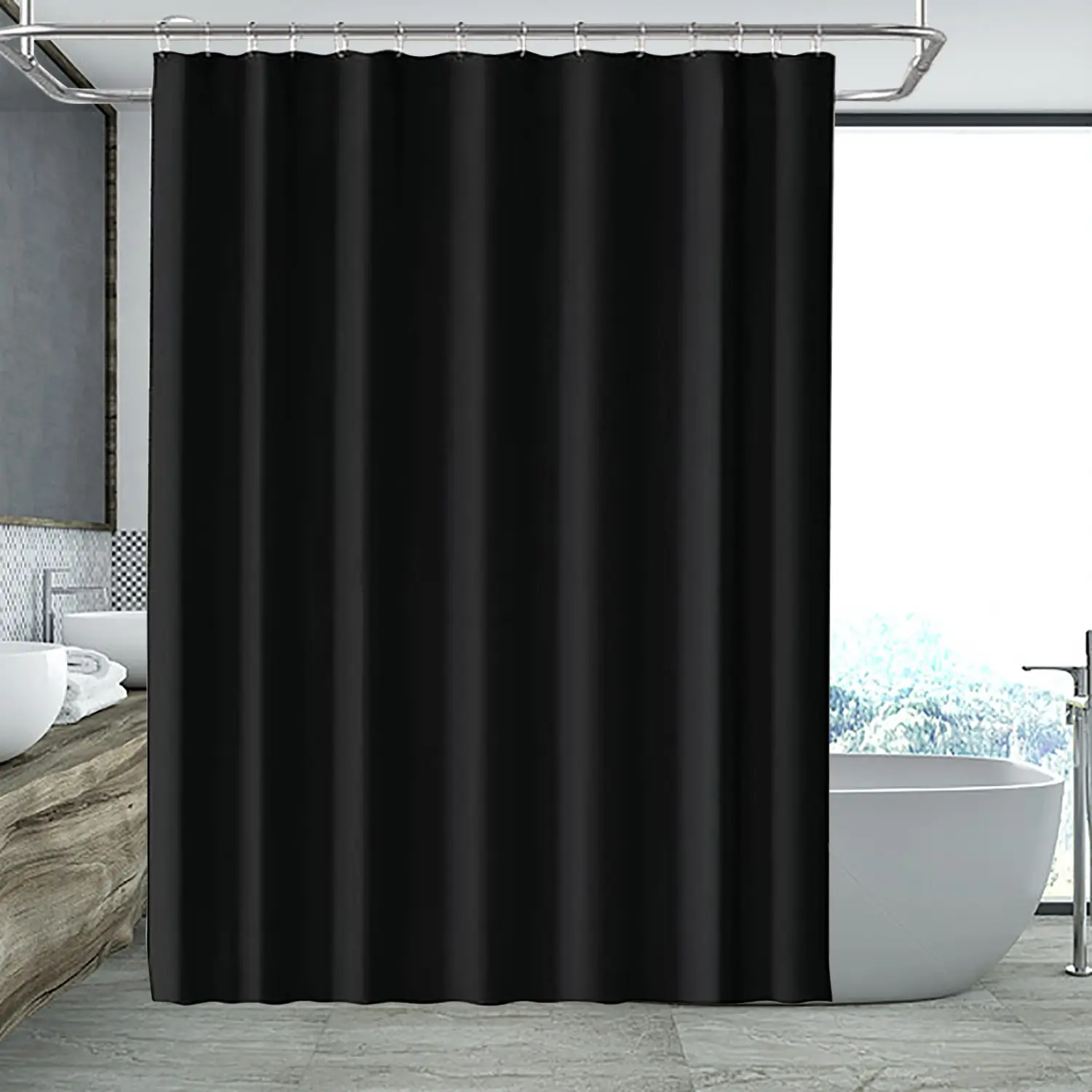 Solid Color Waterproof Peva Shower Curtain, 1 Count Large Size Modern Simple Bathroom Accessory, Bathroom Decorative Curtain with Hooks, Bathroom Accessories for Home Use, Bath Curtains Shower