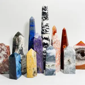 1 Count Large Crystal Tower Size:3inch-10inch Materials:Carnelian Labradorite Mexican Agate Moss Agate and so on