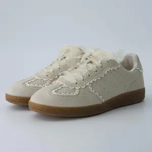 Cushionaire Kids Belinda Casual Lace Detail Sneakers for Girls - Ribbon Lace-Up Girls Shoes with Soft Cushion Support