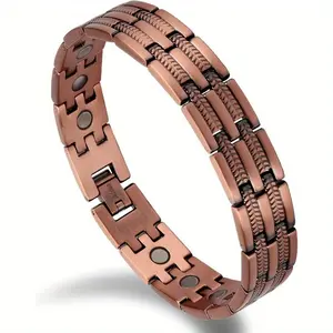 Adjustable Copper Bracelets for Mens 8.6inch Pure Copper with 3000 Gauss Magnets