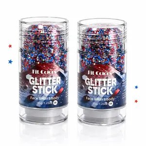Buy 1 get 1 free,Red White Blue Glitter Stick – Sparkling Hair & Face Glitter Gel, Sequins Glitter Face Paint for Concerts, Rave Accessories, Chunky Sequins Mermaid Style, Halloween & Festival Body Art 4th of July outfit summer